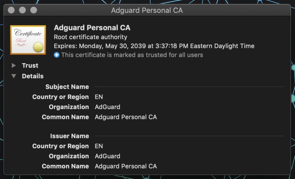 adguard personal ca